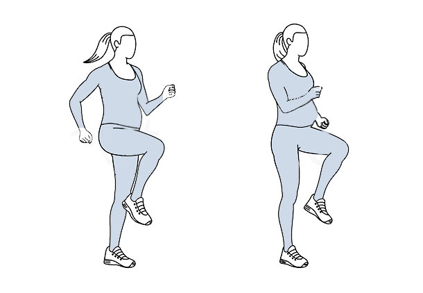 ورزش های مناسب سه ماه اخر بارداری (بالا بردن زانو)